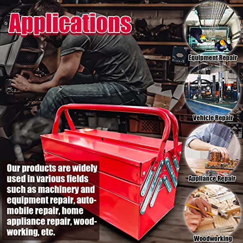 YATOINTO Metal Cantilever Tool Box, 18 Inch Tool Box, 3 Layers 5 Tray Portable Tool Box, Fold Out Tool Box Organizer Storage for Home Studio Auto YATOINTO