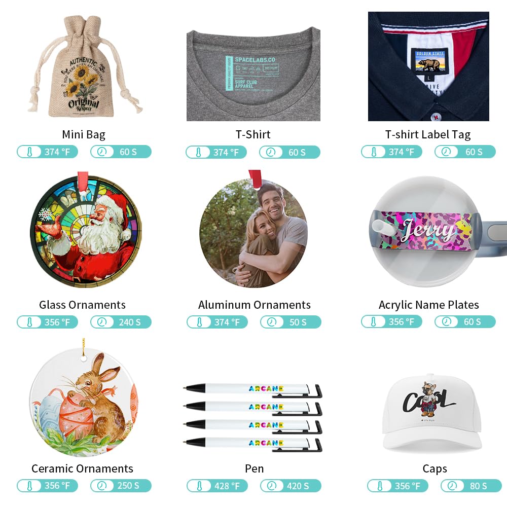 PYD Life 3 in 1 Mini Combo Heat Press Machine for Label Tag 5.8 x 5.8 Inch Light Blue 110 V Cap Hat Heat Press Machine,Sublimation Pens Heat Press PYD Life