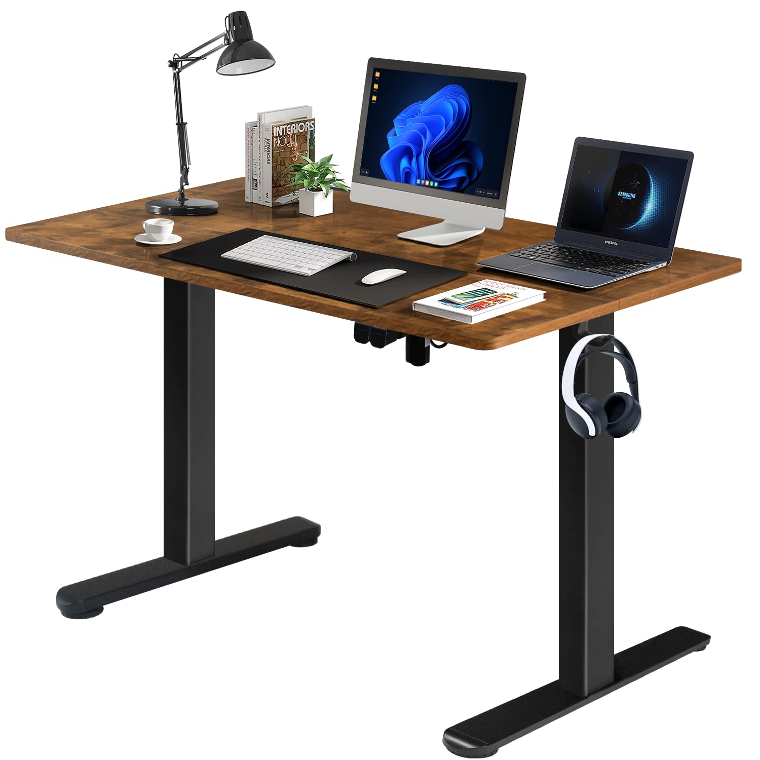 Lifetime Home Height Adjustable 48" Electric Standing Desk - Upgraded Ultra Durable Home Office Large Rectangular Computer or Laptop Sit Stand - WoodArtSupply