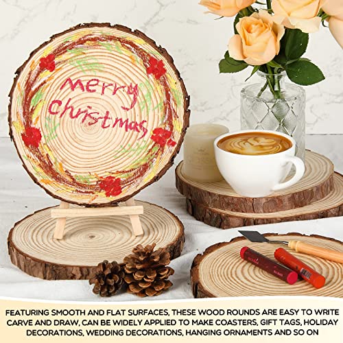 15 Pcs Christmas Wood Slices for Centerpieces 7-8 Inch Unfinished Natural Wood Coasters with Tree Bark Rustic Wood Pieces for Crafts Wood Rounds for - WoodArtSupply