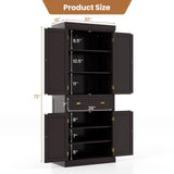 DORTALA 72” Tall Kitchen Pantry Cabinet, Wood Storage Cupboard w/ 4 Adjustable Shelves, 2 Cabinets & Drawer, Utility Freestanding Storage Cabinet for DORTALA
