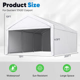 Quictent 13'X20' Heavy Duty Carport Galvanized Car Canopy Garage Outdoor Boat Shelter with Reinforced Frame - White Quictent