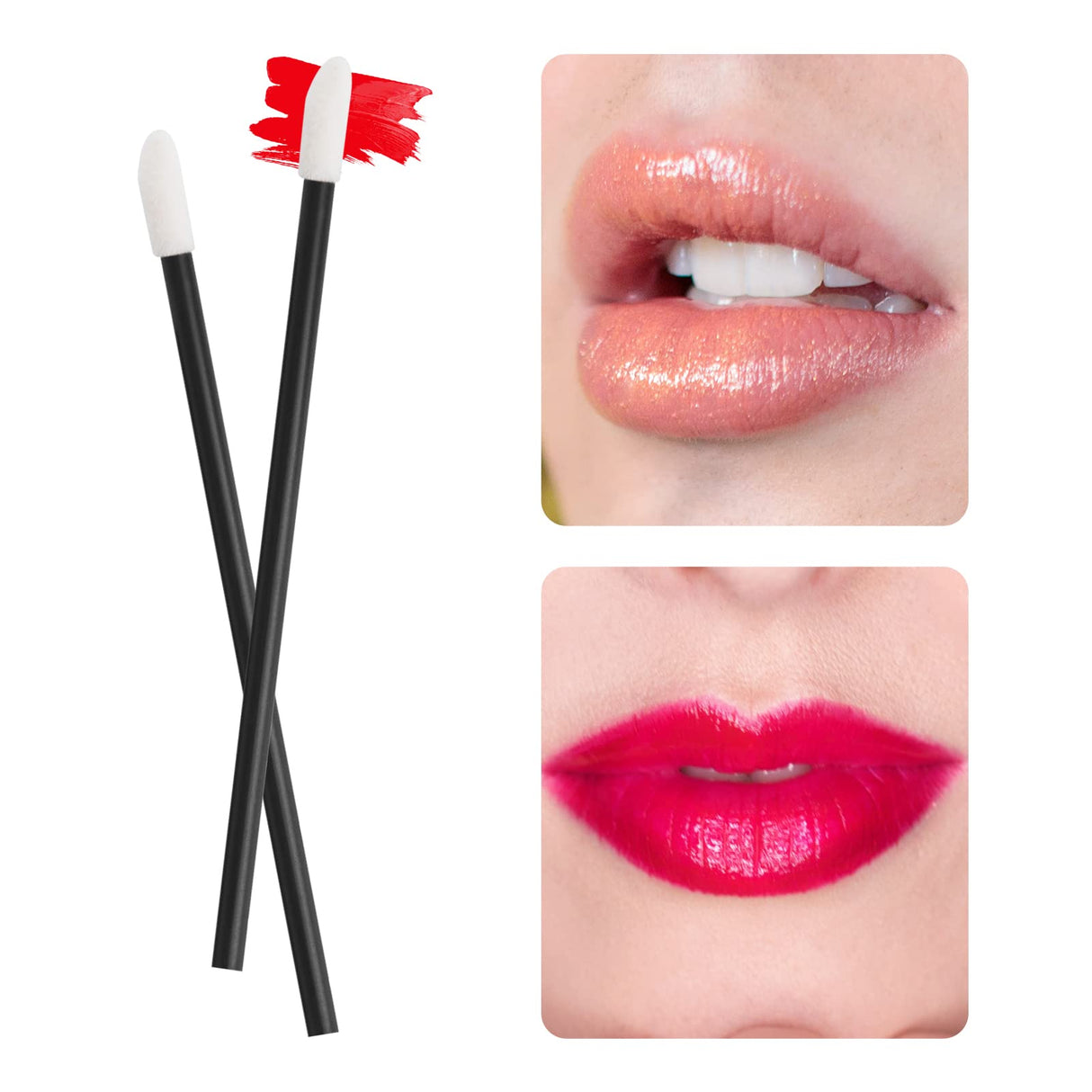 500PCS Lip Wands Applicators Disposable - Vaincre Lipstick Brush Lip Gloss Makeup Applicator Beauty Tool Kits Black Vaincre