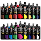 Shuttle Art Acrylic Paint, 18 Colors Acrylic Paint Pouches (120ml/4.06oz), Artist Grade Acrylic Paint Set, Rich Pigments, Non-Toxic for Artists, Shuttle Art