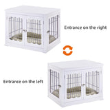 unipaws Furniture Style White Dog Crate for Medium Dogs, Indoor Aesthetic Puppy Kennel, Modern Decorative Wood Wire Pet House Dog Cage, Pretty Cute unipaws