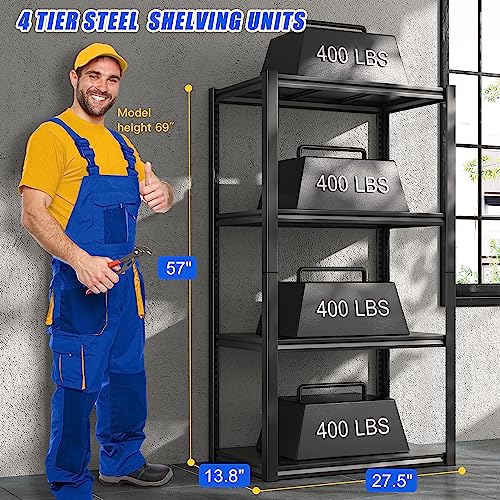 Raybee Garage Shelving Adjustable Storage Shelves 4 Tier Metal Shelving Unit Industrial Metal Shelves for Storage Garage Shelf Storage Rack for Raybee