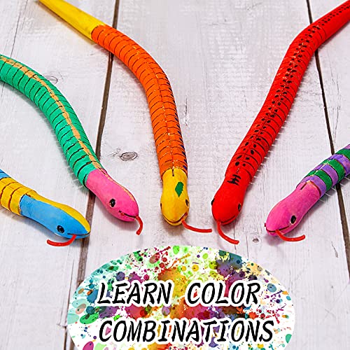 12 Inch Wooden Snakes Unfinished Wooden Wiggly Snakes Jointed Flexible Wood Snake to Paint Blank Canvas Animal Model Crafts for Arts and Crafts,