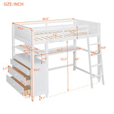 Stylish White Twin Loft Bed with Integrated Desk and Storage for Kids and Teens Bellemave