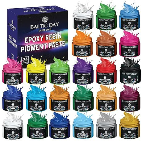 24 Pigment Pastes for Epoxy Resin Jars Set - Thick Pigment Paste - Opaque Resin Pigment - Solid Epoxy Resin Dye - Resin Paste Pigment - Epoxy Resin BALTIC DAY