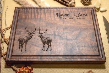 Walnut Artisan Personalized Cutting Boards, Custom Wedding, Anniversary or Housewarming Gift Idea, Wood Engraved Charcuterie Board for Hunters or