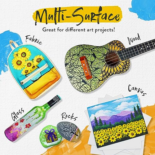 Chalkola Acrylic Paint Set for Adults, Kids & Artists - 40 Piece Acrylic Painting Supplies Kit, with 24 Acrylic Paints (22ml), 10 Painting Brushes, 5 Chalkola