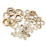 freneci 100Pcs Blank Wood Pieces Square Flowers Hexagon Hollow Unfinished Wooden Cutouts Embellishments for DIY Arts Craft Project, Picture Photo freneci