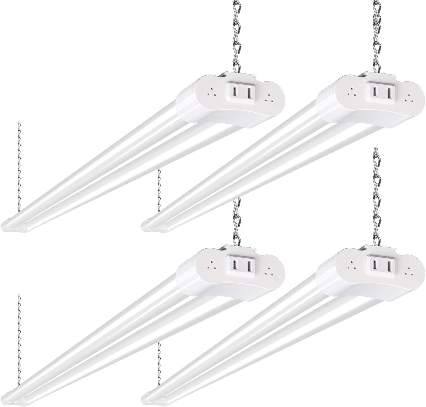 4 Pack 4FT LED Shop Light Linkable, 4400lm, 42w(250w Equivalent), 5000K Utility Shop Lights, Hanging or Flush Mount, with Power Cord and On/Off - WoodArtSupply