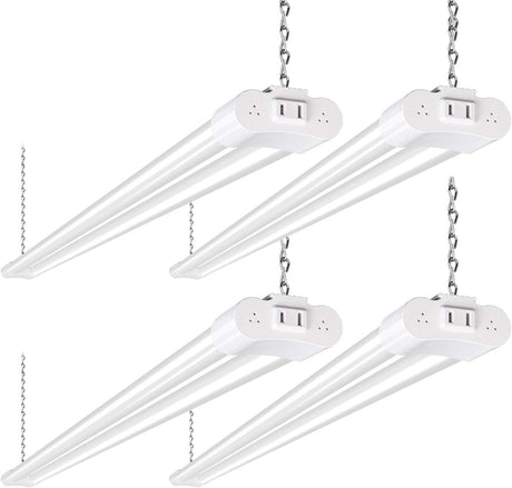 4 Pack 4FT LED Shop Light Linkable, 4400lm, 42w(250w Equivalent), 5000K Utility Shop Lights, Hanging or Flush Mount, with Power Cord and On/Off hykolity