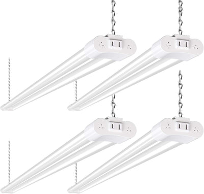 4 Pack 4FT LED Shop Light Linkable, 4400lm, 42w(250w Equivalent), 5000K Utility Shop Lights, Hanging or Flush Mount, with Power Cord and On/Off