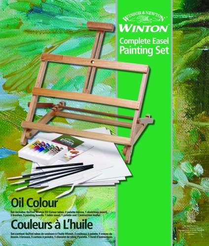 Winsor and Newton 20 Piece Complete Oil Color Painting Set with Adjustable Easel - WoodArtSupply