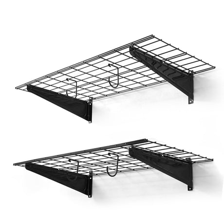 CAPHAUS Garage Wall Shelving, 36 in. W x 18 in. D Wall Mounted Garage Shelves w/ 2 Bike Hooks, Heavy Duty Organizer Shelf for Garage Storage System, CAPHAUS