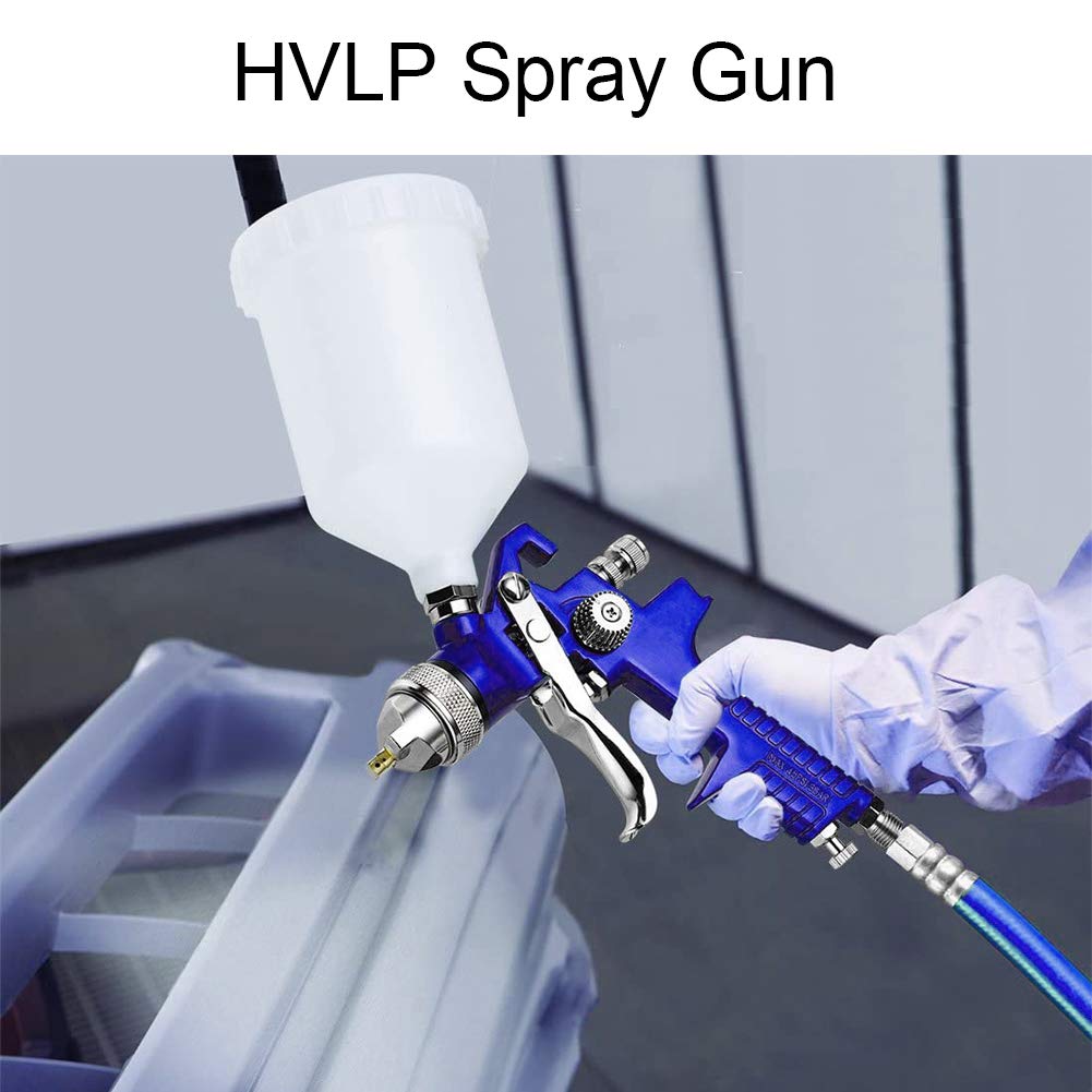 HVLP Air Gravity Spray Gun Set,2-Sprayer Paint Gun,0.8mm 150ml & 1.4mm 600ml Auto Gravity Feed Painting with Locking Air Pressure Regulator Gauge Air Hotorda