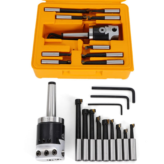 12pcs Precision Boring Head Shank Boring Bar Set F1-12 50mm Boring Head with 9pcs 12mm Boring Bars for CNC Millling Machine Lathe Tool Set - WoodArtSupply