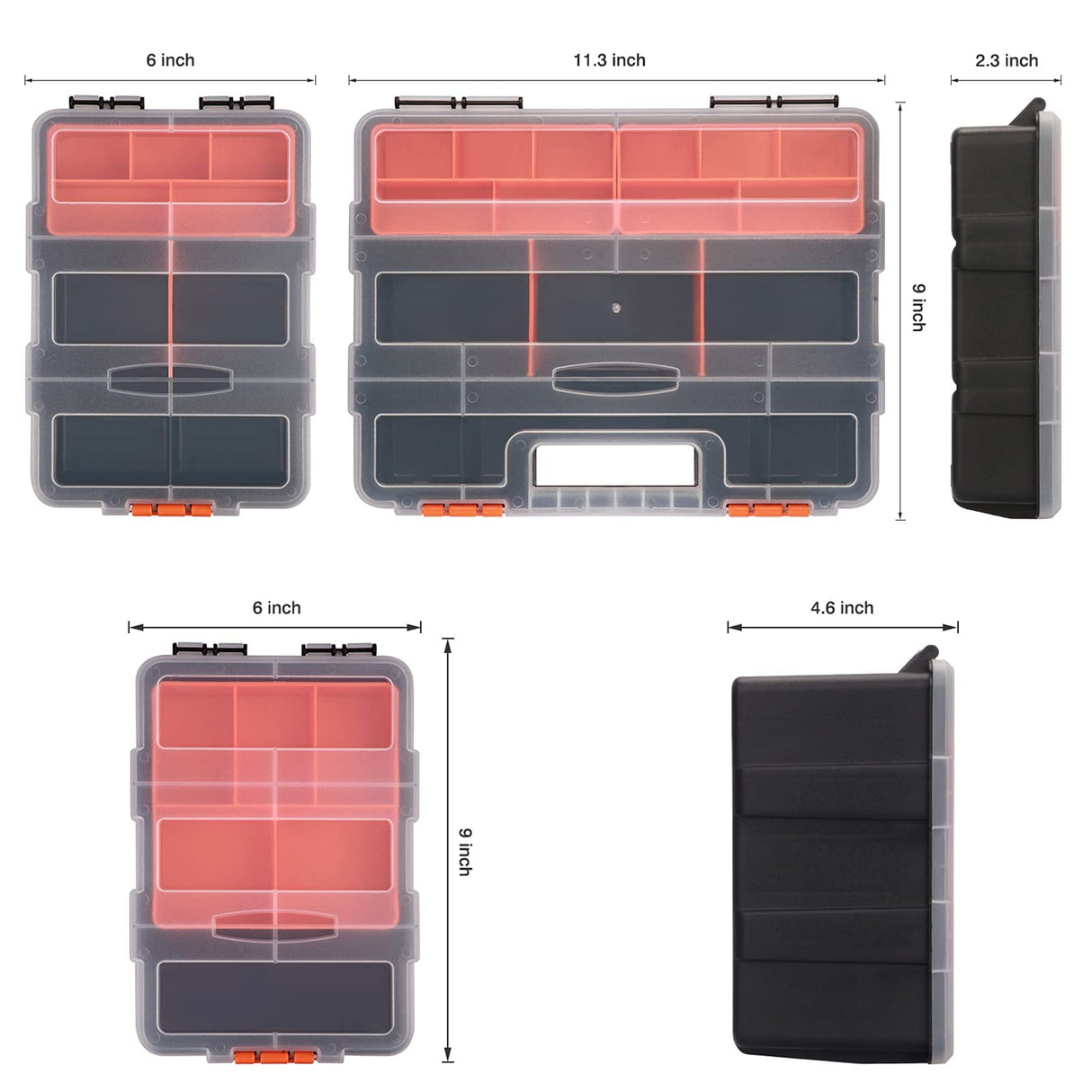 Makitoyo MP009 Hardware & Parts Organizers Versatile and Durable Storage Toolbox, 4PCS Set Makitoyo