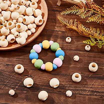 PH PandaHall 200pcs Natural Wooden Beads Large Hole Wood Beads 20mm 12mm Macrame Beads Wood Spacer Beads for DIY Macrame Earring Necklace Making Home