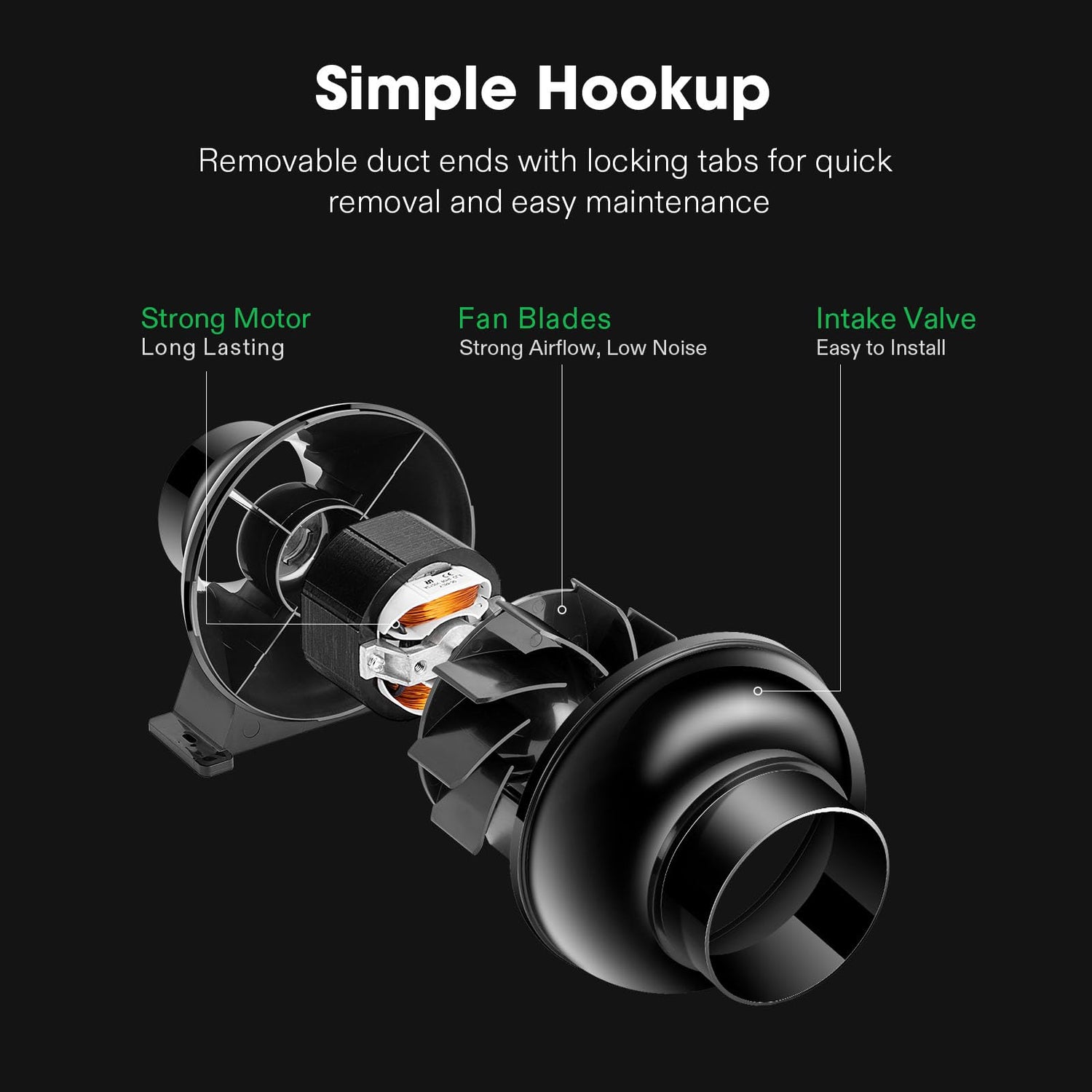 VIVOSUN D4 4 Inch 195 CFM Inline Duct Ventilation Fan HVAC Vent Blower for Hydroponics Grow Tent VIVOSUN