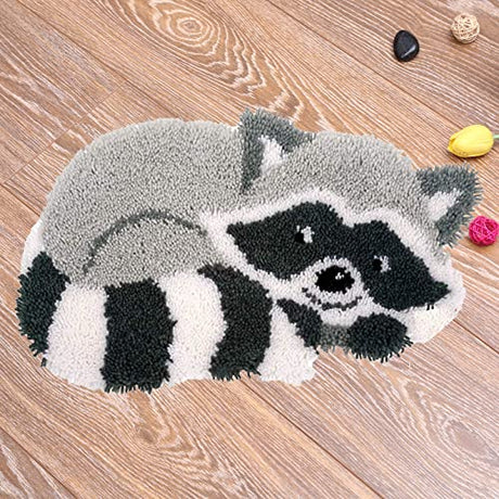 kingsea Latch Hook Kits DIY Crochet Needlework Crafts Color Printed Rug Cover Cushion Carpet, Latch Hook Kits for Adults Kids Home Decoration - 20"X kingsea