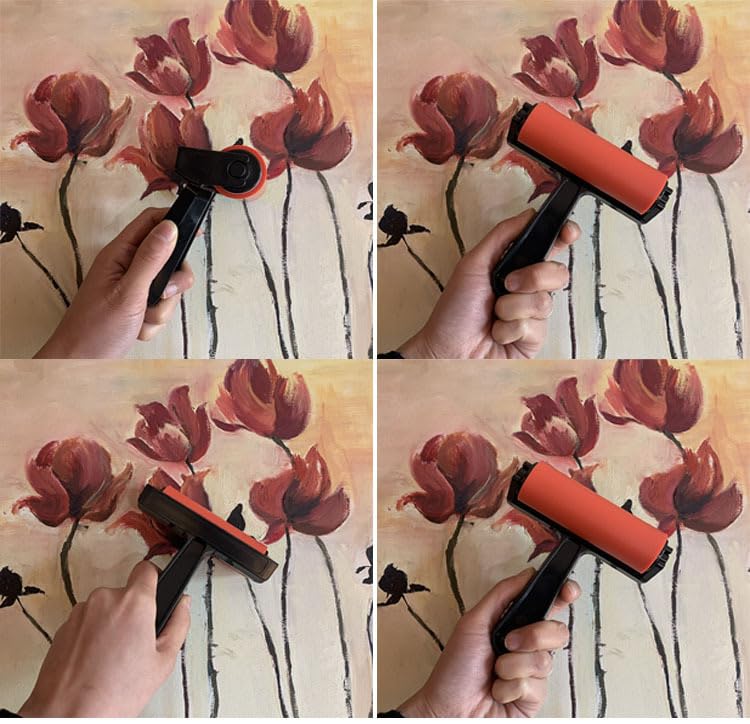 Rubber Roller, Diamond Painting Accessories, 4inch Rubber Brayer Roller for Printmaking Gluing Anti Skid Tape Construction Youfui