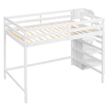 Harper & Bright Designs Full Size White Loft Bed with Stairs and Storage Wardrobe for Kids, Teens, and Adults Harper & Bright Designs