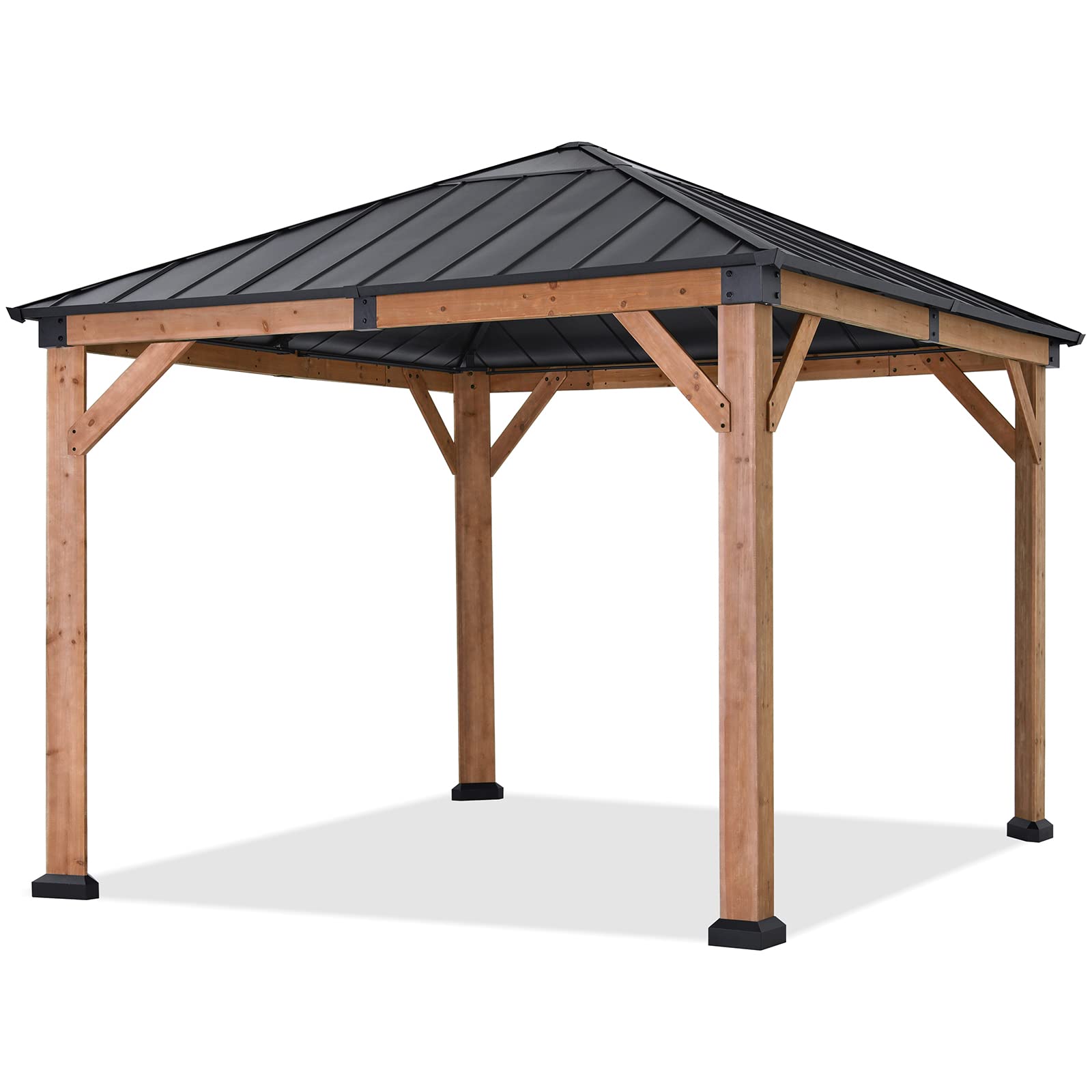 ABCCANOPY Wood Gazebo 11x11 - Outdoor Patio Wooden Gazebo with Hardtop Metal Roof for Garden, Backyard and Deck - WoodArtSupply