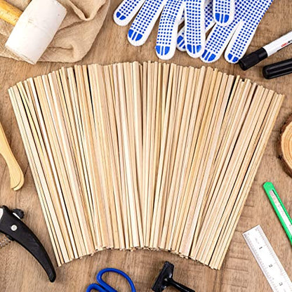 250Pcs Balsa Wood Sticks, Square Wooden Dowels 1/8, 4/25, 3/16, 1/4 x 10 Inch, Hardwood Square Dowels Unfinished Wooden Strips for DIY Molding Crafts