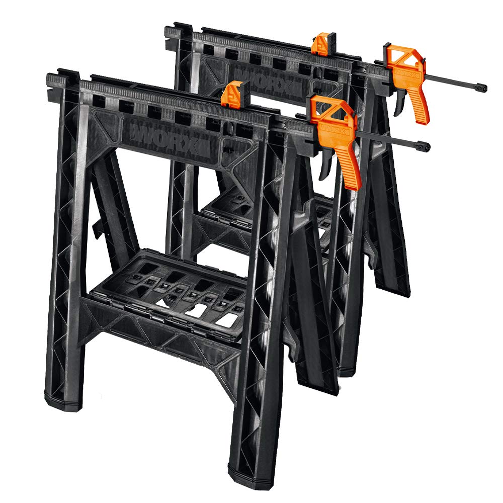 WORX WX065 Clamping Sawhorses with Bar Clamps - WoodArtSupply