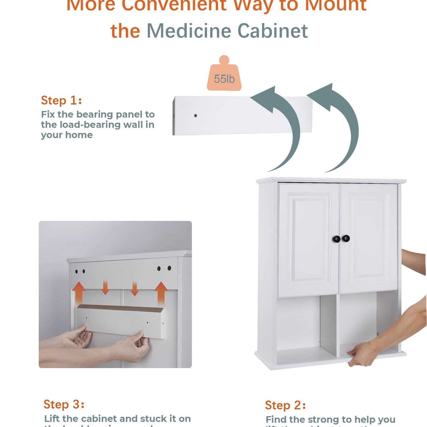 HAIOOU Bathroom Wall Cabinet with Motion Sensor LED Light, Wooden Medicine Cabinet Wall Mounted Cupboard, Over Toilet Storage Cabinet with Buffering HAIOOU