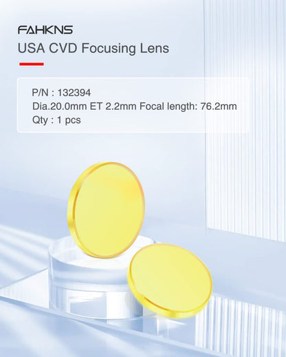 FAHKNS CVD ZnSe CO2 Laser Lens Dia:20mm/0.79" FL76.2mm/3" T2.2mm (Meniscus) Focus Lens for CO2 Laser Engraving Cutting Engraver/Cutter 80W-150W - WoodArtSupply