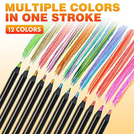 nsxsu 12 Colors Rainbow Pencils, Jumbo Colored Pencils for Adults, Multicolored Pencils for Art Drawing, Coloring, Sketching, Pre-sharpened(Pack of nsxsu