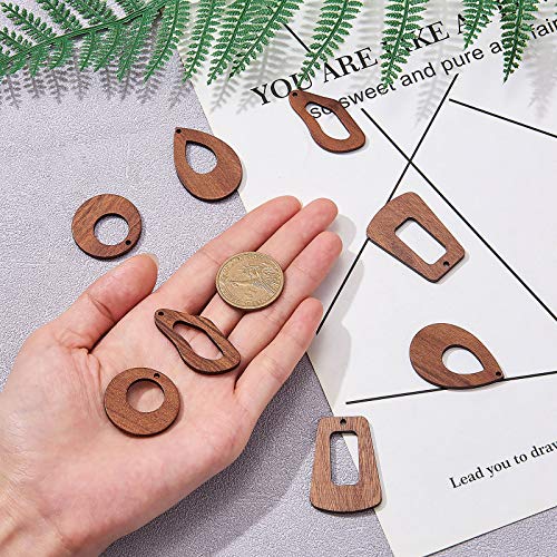 LiQunSweet 24 Pcs Wood Pendants Mixed Shape Unfinished Wooden Assorted Pendant Bulk Lot for Necklace Earrings Jewelry Making DIY Craft Findings