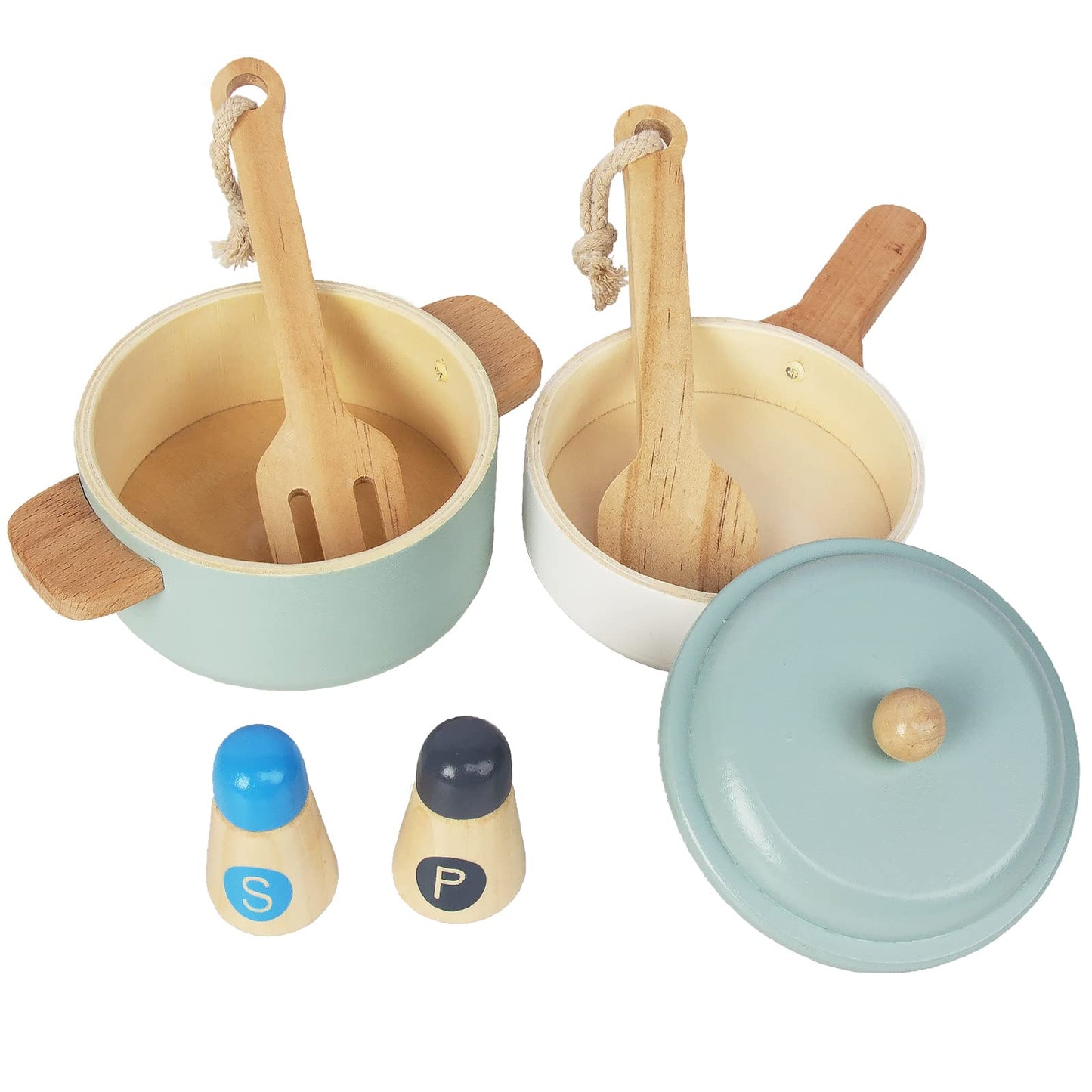 WoodenEdu Premium Toddler Play Kitchen Toys, Wooden Kitchen Utensils, Accessories for Pretend Play Kitchen Set, Montessori Learning Toy, Pretend - WoodArtSupply