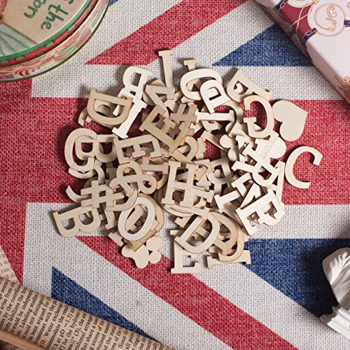 270 Pieces 1 Inch Wood Alphabet Letters Wooden Numbers Mini Blank Wood Symbols Unfinished Wood Heart Star Paw with Rustic Storage Tray for Home Decor Cregugua