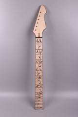 Yinfente Unfinished Electric Guitar Neck Replacement 24 Fret 25.5 Inch Maple Wood Fretboard Binding Headstock yinfente