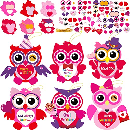 chiazllta 30 PCS Valentine's Day Craft Kits DIY Owl Craft for Kids Valentine's Heart Craft Make Your Own Owl Bulk Set for Home Classroom Game chiazllta