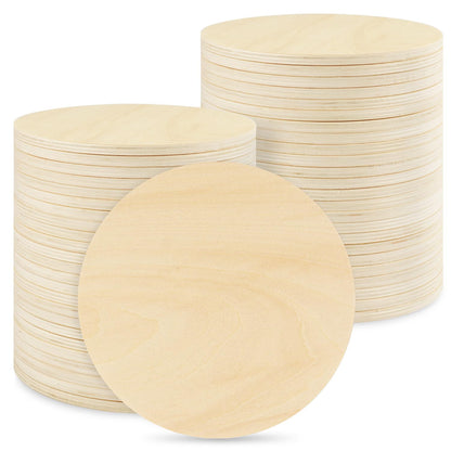 50 PCS 4 Inch Unfinished Wood Circles, Thickness 6 mm, Wooden Rounds for Crafts, Wood Discs for DIY Painting Decorations, Weddings and Parties,by