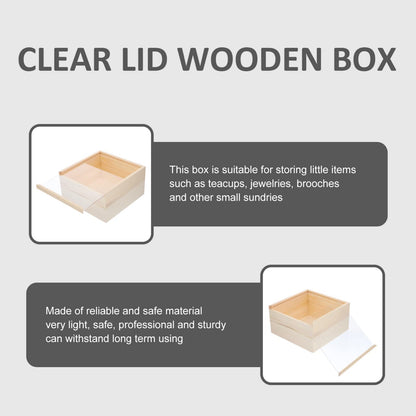 STOBOK Unfinished Wood Boxes Small Crafts Wooden Boxes with Clear Lid Decorative Jewelry Display Box for DIY Birthday Party Favor Gifts Supplies, - WoodArtSupply