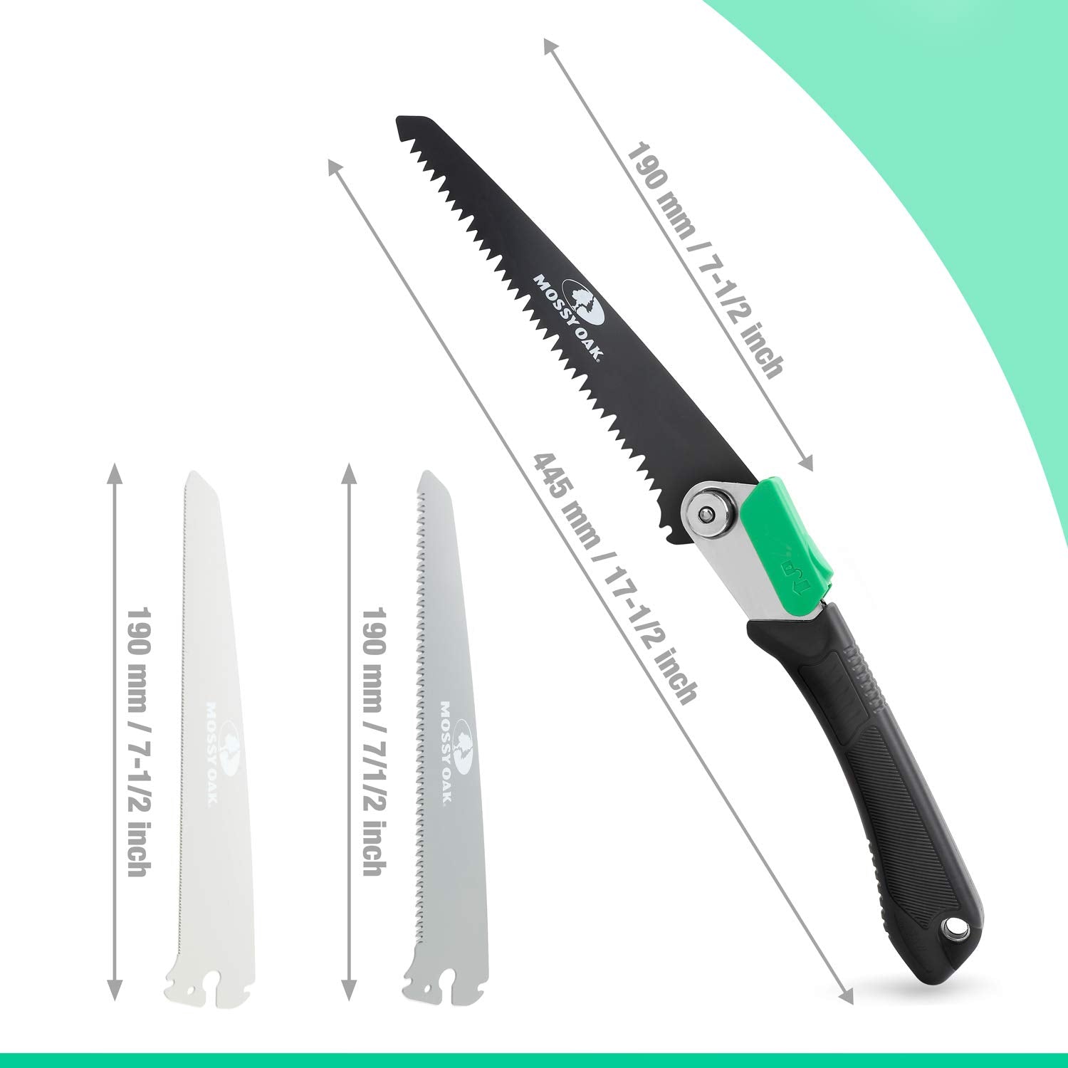 MOSSY OAK 3 in 1 Folding Saw, Pruning Hand Saw with Wood, Metal and PVC Blade, Camping Saw for Backpacking, Hunting and Bushcraft, Pouch Included Mossy Oak