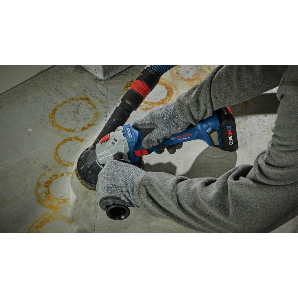 BOSCH GWS18V-8B15 18V Brushless 4-1/2 In. Angle Grinder Kit with (1) CORE18V® 4 Ah Advanced Power Battery, Black - WoodArtSupply