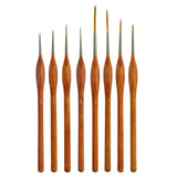 U.S. Art Supply 8 Piece Taklon Detail and Liner Artist Brush Set with Wood Comfort Grip Handles - Art, Detailing, Acrylic, Oil, Watercolor U.S. Art Supply