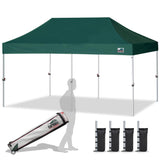 Eurmax USA 10'x20' Pop Up Canopy Tent Commercial Instant Canopies with Heavy Duty Roller Bag,Bonus 6 Sand Weights Bags (Blue) Eurmax