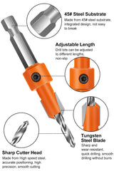 Lytool Countersink Drill Bit Set,5Pcs Counter Sink Drill Bit for Wood,1/4" Hex Shank Tapered Drill Bits for Woodworking and Carpentry,Quick Change Lytool