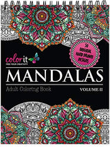 Mandalas II Adult Coloring Book - Features 50 Original Hand Drawn Designs Printed on Artist Quality Paper, Hardback Covers, Spiral Binding, ColorIt