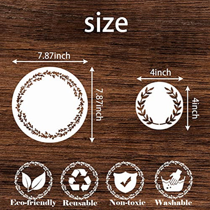 Wreath Stencil Floral Stencils for Painting Craft Round Leaf Flower Garland Stencil for Wood Burning Projects Small Farmhouse Drawing Paint Stencils