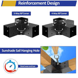 JEXALINE Heavy Alloy Steel Pergola Kit with 3-Way Brackets for 4"x 4" (Actual 3.6" X 3.6") Lumber，DIY Pergola Brackets Suitable for JEXALINE